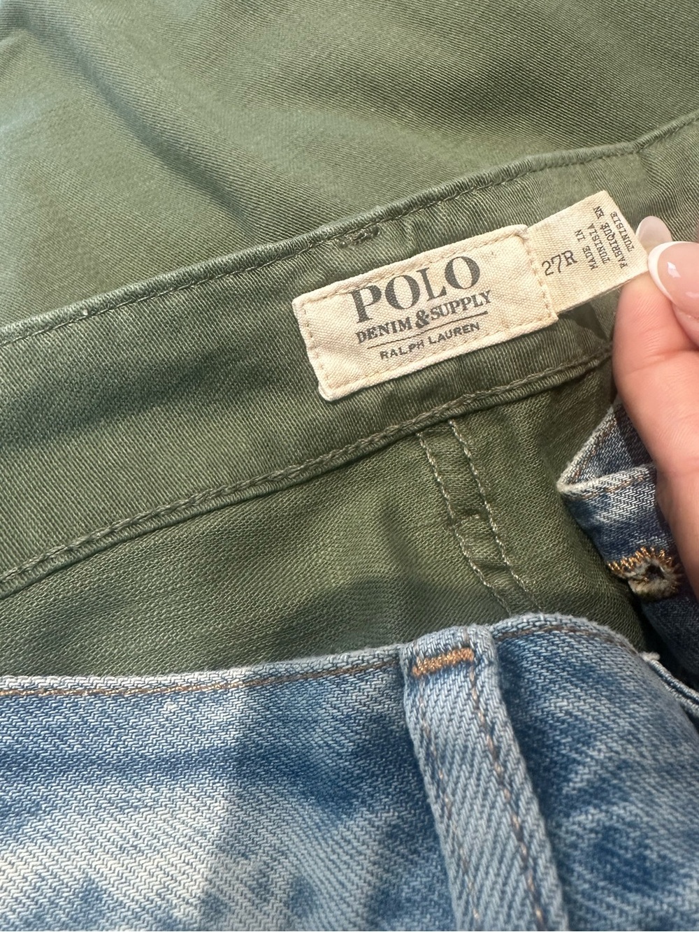 Polo Ralph Lauren NWOT Avery Hybrid Boyfriend Blue Olive Green Pants Jeans (27R) - Picture 8 of 8